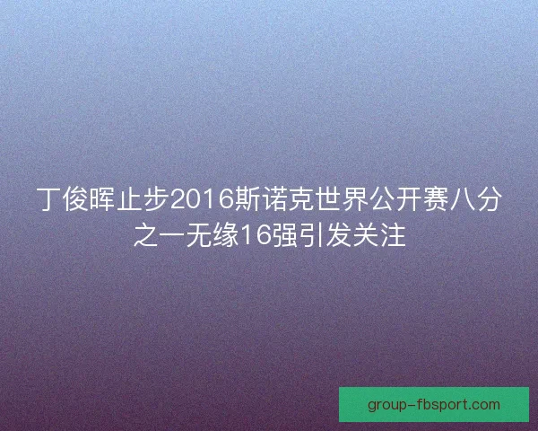 丁俊晖止步2016斯诺克世界公开赛八分之一无缘16强引发关注